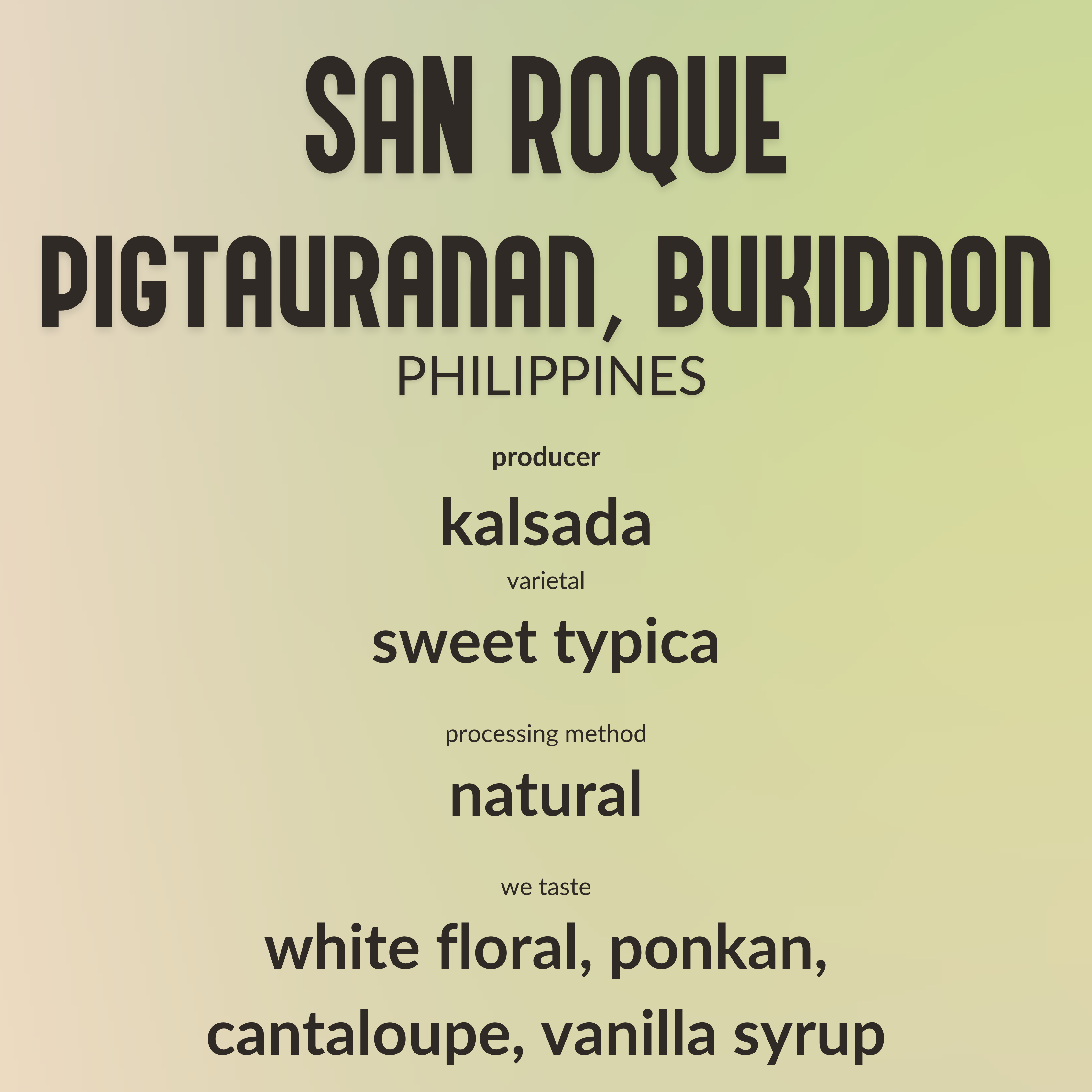 San Roque Sweet Typica Bukidnon Philippines - Natural - Kalsada